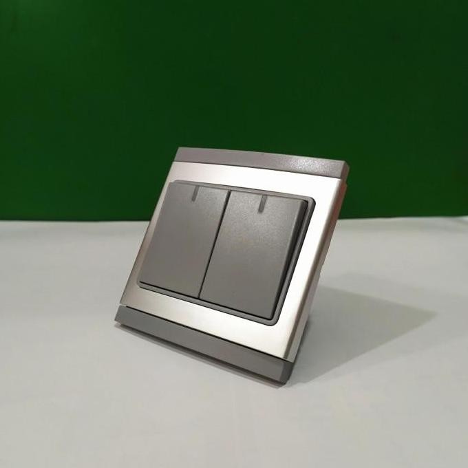 Diskon Saklar 2 Gang 2 Way Hotel Grey Boss