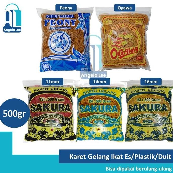 

Karet Gelang Kuning Merah Ikat Uang Es Plastik Dapur Ogawa Peony Sakura 500gr by Radhiant official