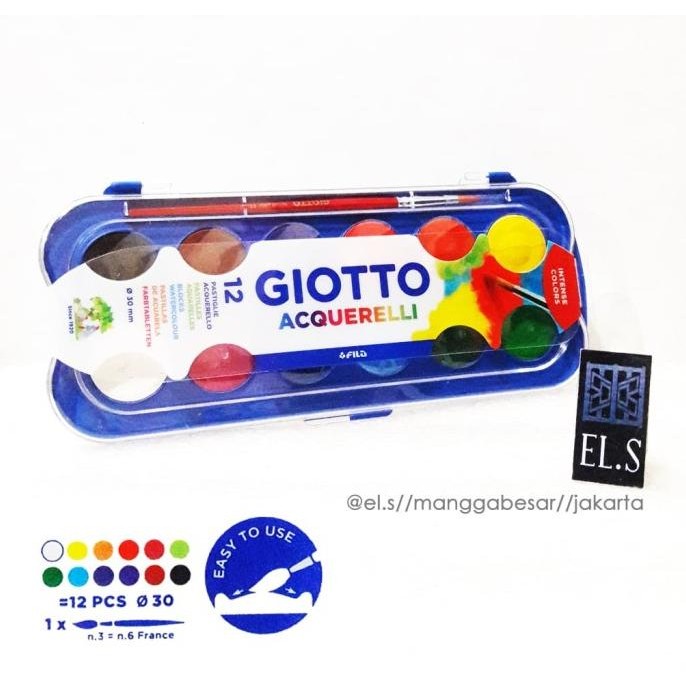 

Giotto Acquerelli 12 Warna ( Water Color Cake / Cat Air ) by Radhiant official