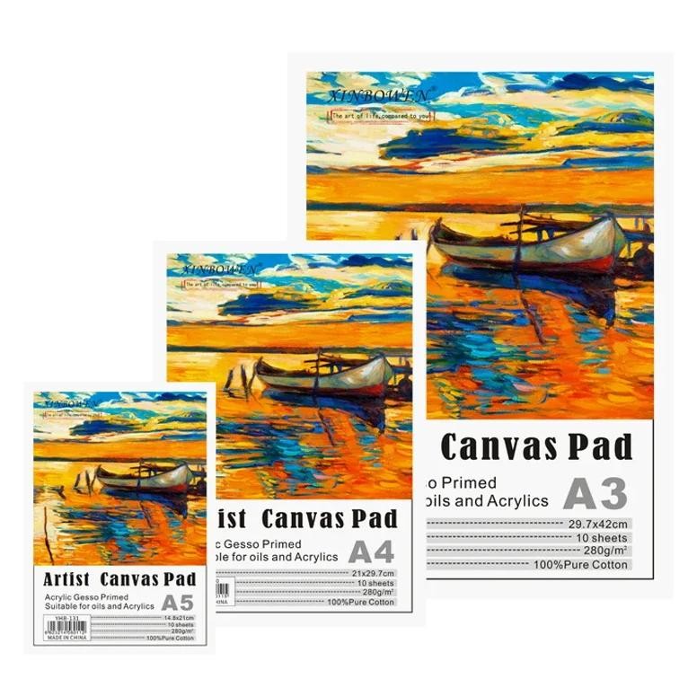 

A4/A5 Artist Painting Canvas Pad 280 Gsm 100% Cotton 10Sheet Paper Oil Painting Sketchbook Board, Sketch Pads For Art Students