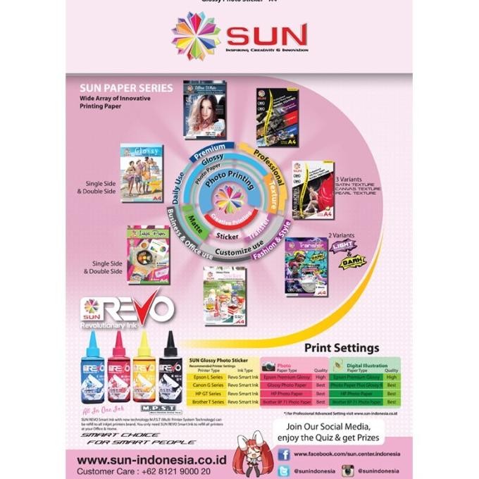 

Kertas Sticker - Sun Next Generation Glossy Photo Sticker 140 Gsm. Best Seller