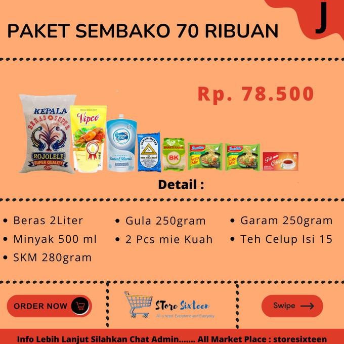 

Promo Paket Sembako Murah 70 Ribuan J / Paket Sembako By Storesixteen