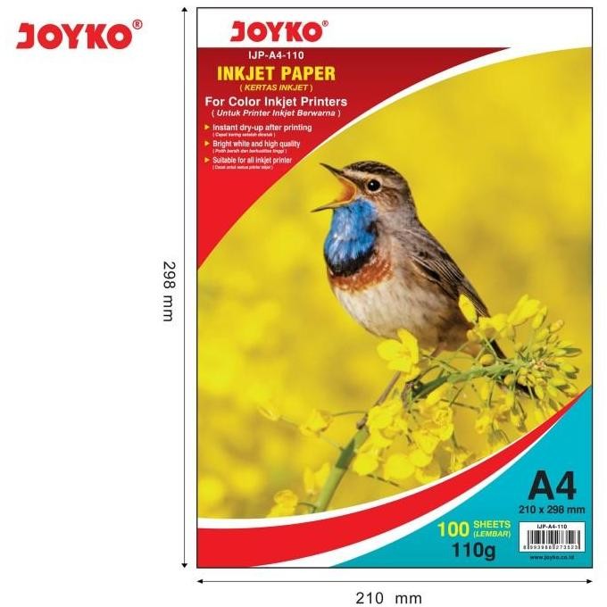 

Inkjet Paper Kertas Inkjet Joyko Ijp-A4-110 100 Sheets Lembar Promo