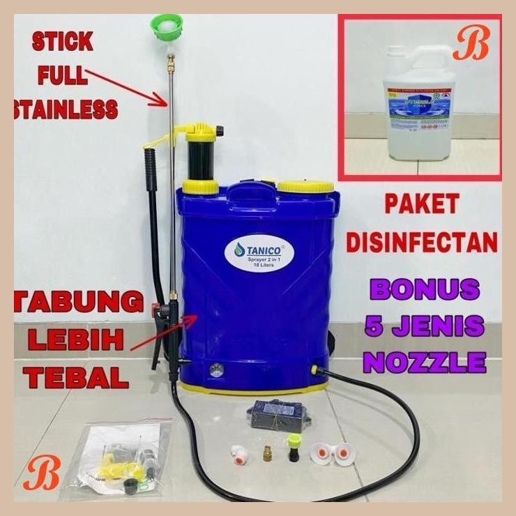 [SPP] SPRAYER TANICO 18 LITER MANUAL ELEKTRIK 2 IN1 + DISINFEKTAN 5 LITER