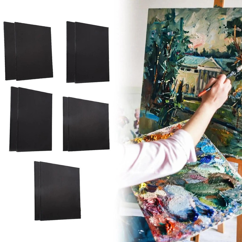

2Pcs Painting Canvas Artist Canvas Art Boards Cotton Stretched Black Canvas For Crafts Tempera Acrylic Pouring Watercolor Paints