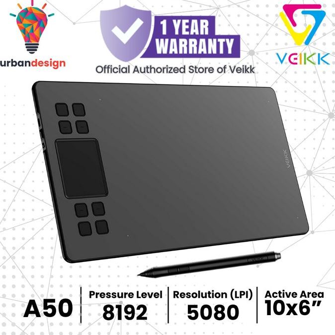TERBARU VEIKK A50 DIGITAL GRAPHIC DRAWING PEN TABLET 10INCH SMOOTH DRAWING