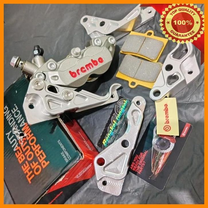 [br0] kaliper + breket cnc 4 piston bigpot axial pnp beat scoopy vario 110 125 150 pcx kaliper 4 pis