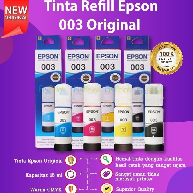 Epson 003 Black C13T00V199 Tinta Cartridge Printer L1110 L3110 L3150 Original