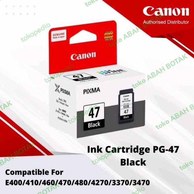 TINTA PRINTER ORIGINAL CANON PIXMA PG-47 BLACK E400 E410 400 E460 dll Original