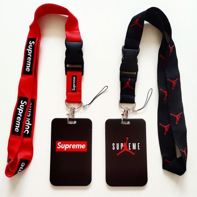 

ID Card Holder Name Tag Lanyard / Kalung Kartu Black Supreme murah