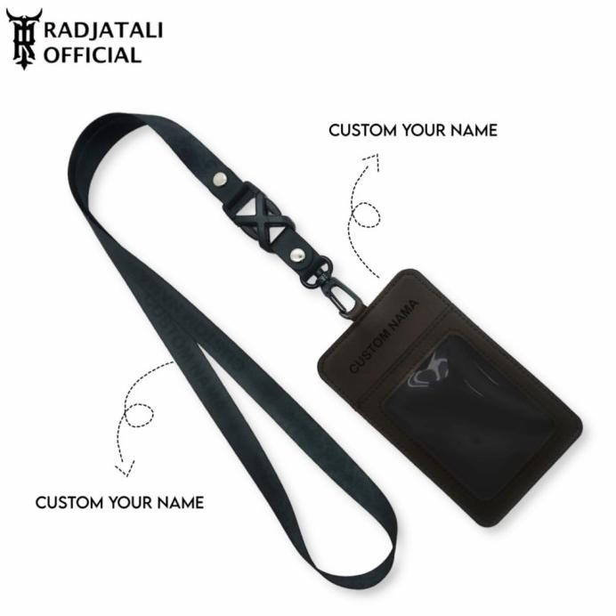 

Lanyard Kulit Holder ID Card Custom Nama Grafir Leather - Dark Brown murah