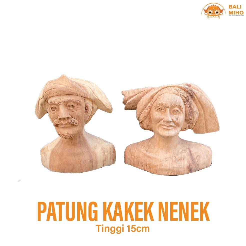 Living Patung Kakek Nenek Bali 15 Cm - Patung Orang Tua - Togog Bali - Patung Kayu Bali - Patung Nen