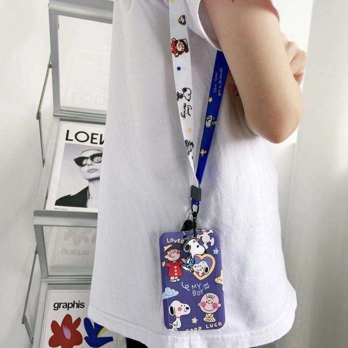 

snoopy lanyard gantungan tali hp id kartu card photocard pc kpop case murah