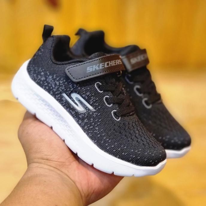 Sepatu Anak Laki Laki Sekolah Skechers Black White / Hitam Putih