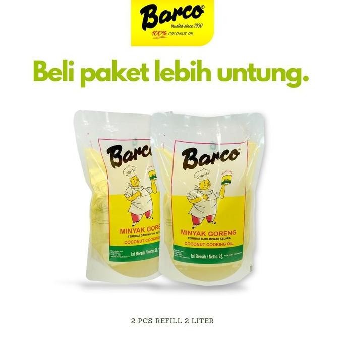 

Paket Minyak Goreng Kelapa Barco DOUBLE (Refill 2 Liter 2pcs) - Oil, Coconut HF