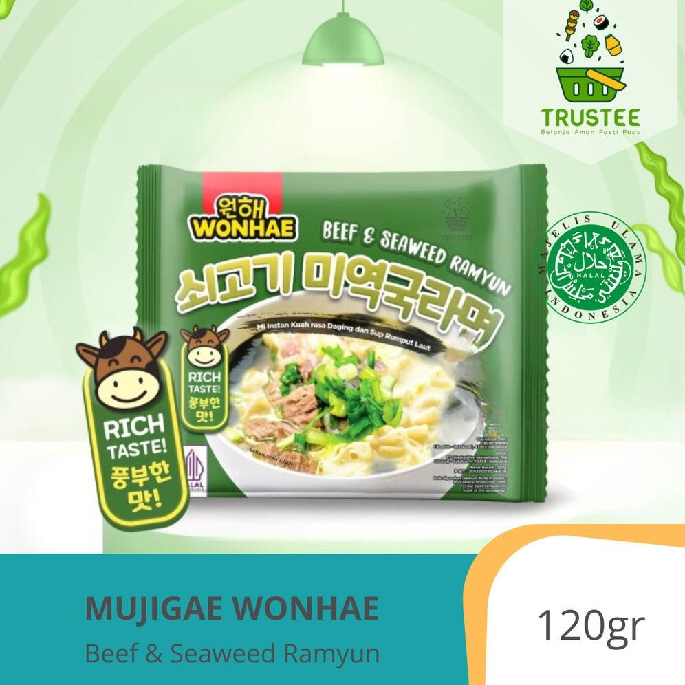 

Tc21 Mujigae Wonhae Beef Seaweed Ramyun / Mi Instan Kuah Rasa Daging Dan Sup Rumput Laut Halal 120Gr