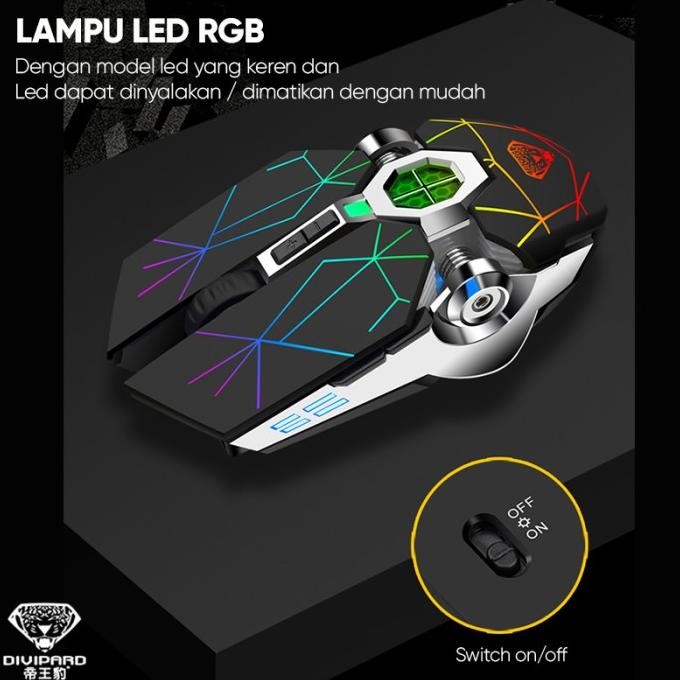 Original Wireless Mouse Mechanical Gaming Rgb Charging Divipard Q7 4000Dpi