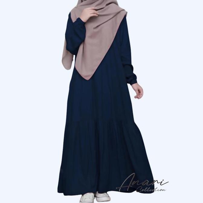 Produk Baru!! Anari Collection Dress Abaya Serut Lengan Karet / Abaya Serut Remaja Santri Putri Keki