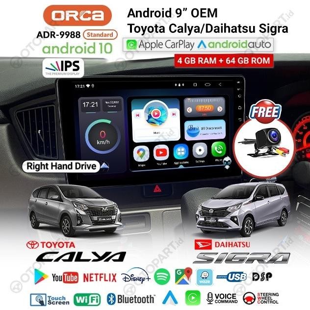 New Head Unit Android Calya-Sigra 2016-2023 Orca 9988 New Standard 9"