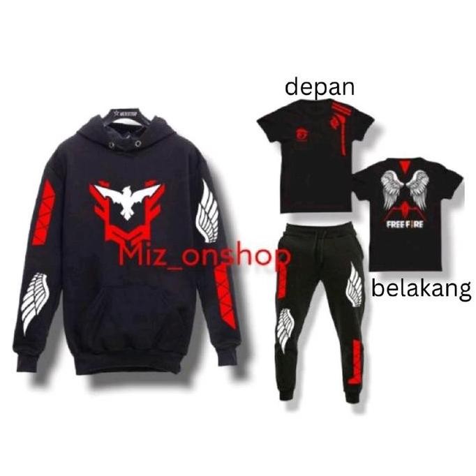 NEW Setelan Jaket ff Anak Celana Angel FF Merah dan kaos free fire Anak laki-laki Usia 5-14 Tahun Sw