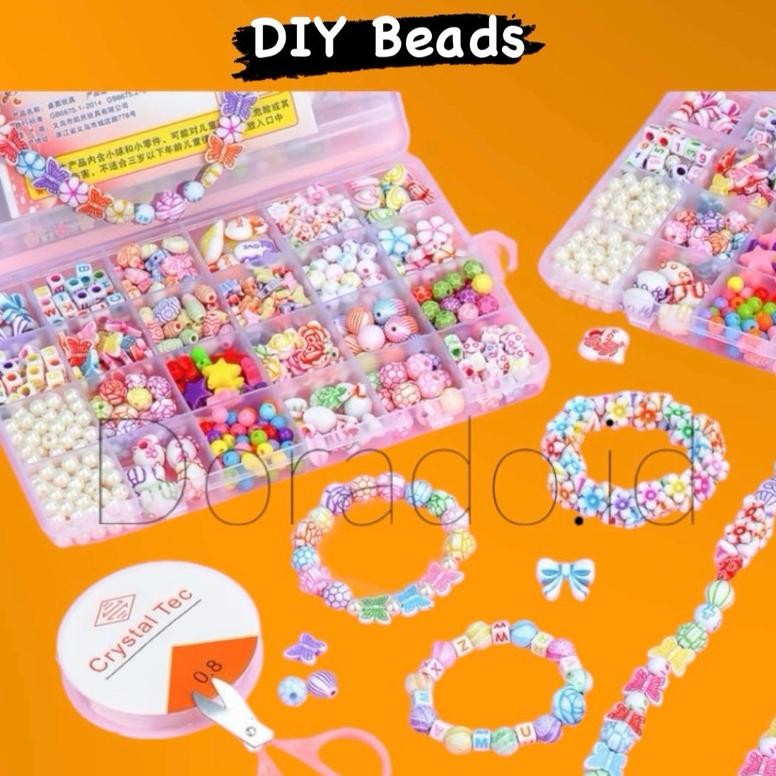 iQ45 RHH-1823 Kotak DIY Meronce Edukasi Anak Mainan Monterssori Membuat Kalung Dan Gelang Manik 3D B