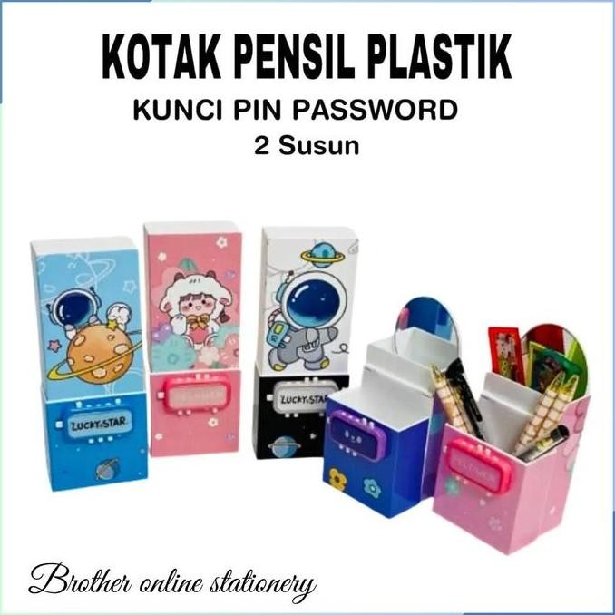 

Terbaru BOS Kotak Pensil Plastik Kode Pin 2 Susun + Cermin / Pencil Case / Tempat Pensil