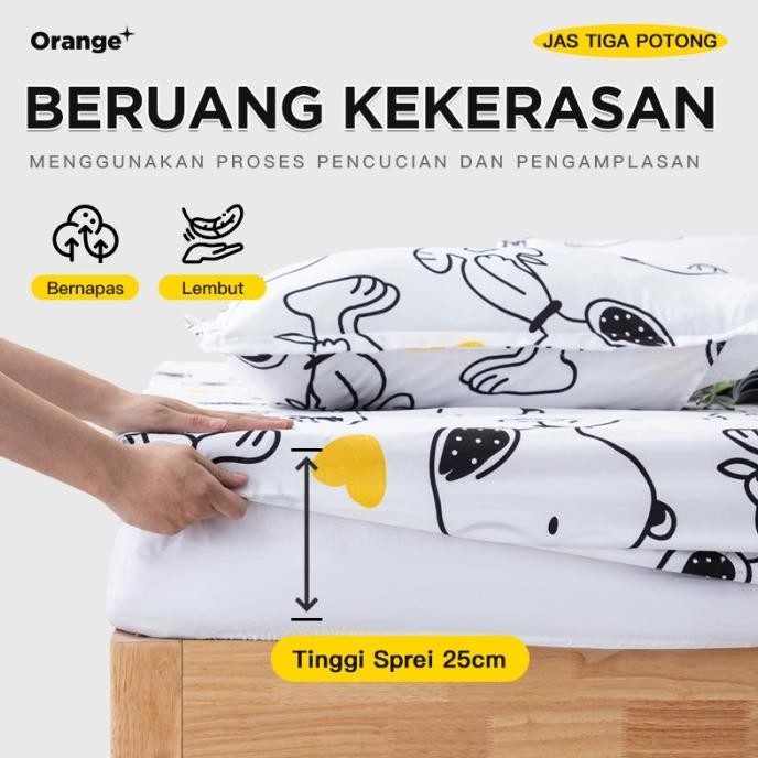 Sprei Motif Putih Snoopy Lucu Motif Simple Sprei Warna Bed sheet