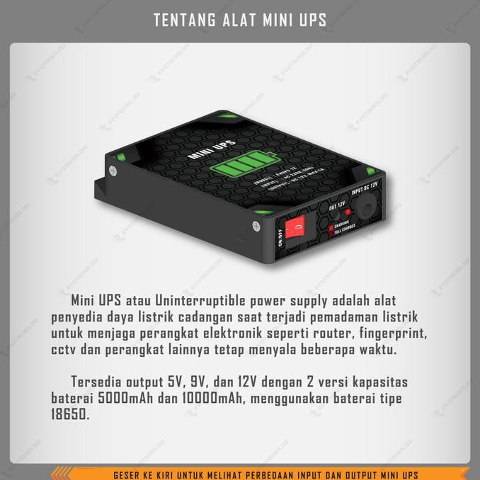 Evoteknologi Mini Ups 12V Ups 9V Ups 5V Power Backup Router