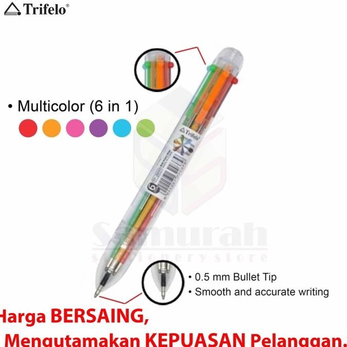 

Tersedia Pulpen Trifelo Tf 2037 6 Warna / Ball Point Pen 6 Color Per Box Isi 6 Pcs Six In One
