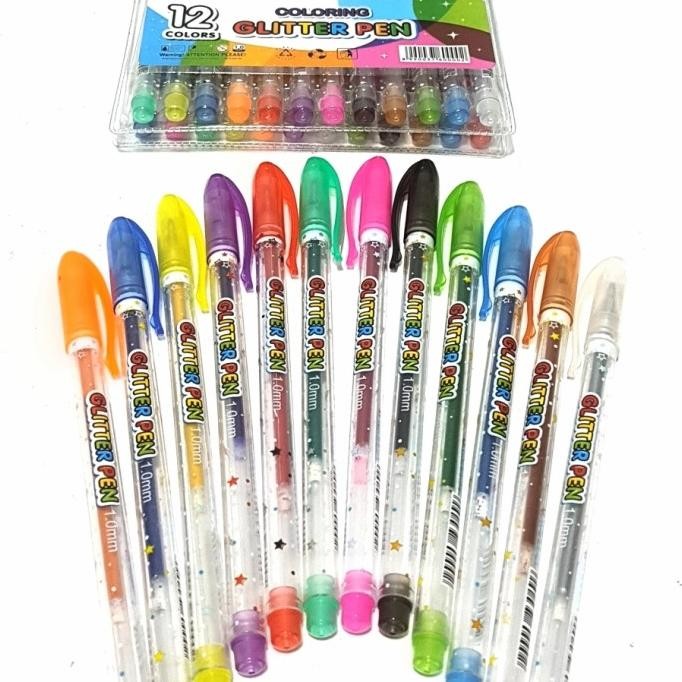 

Tersedia Grosir (10Packs/120Pcs)Pulpen Glitter Pen Gel 12Warna Squeezy Glp-Sq01