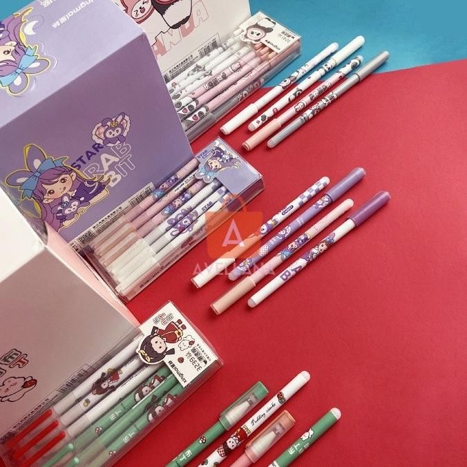 

Tersedia 12 Pcs Erasable Pen 0.5Mm Pulpen Bisa Dihapus Model Karakter Kartun