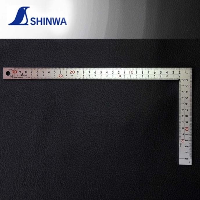 

siap kirim shinwa penggaris siku 30x15 cm jis standard stainless steel - 10451