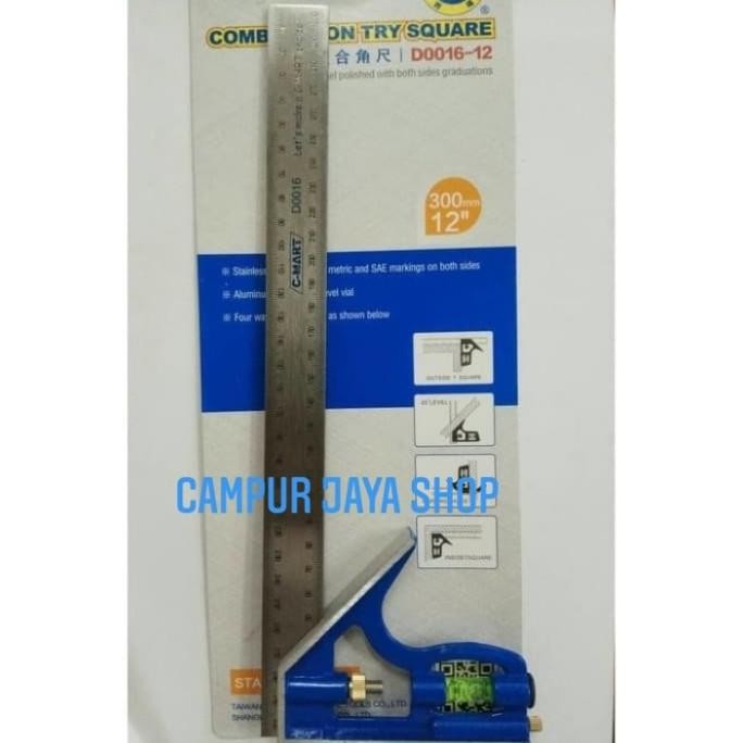 

siap kirim penggaris siku tukang kombinasi/serbaguna 30cm/300mm c-mart