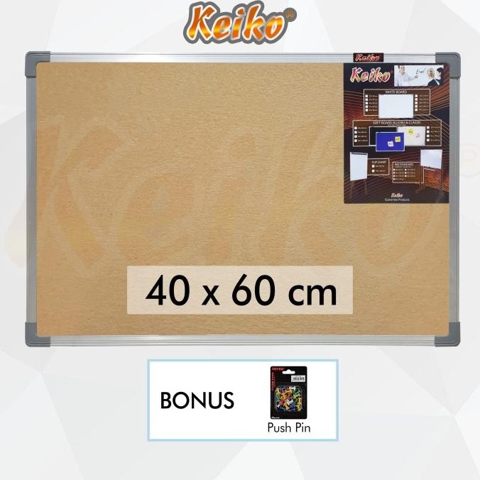 

Softboard Cork Pin Board / Papan Mading Gantung Keiko 40 x 60 cm