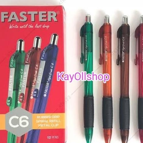 

Tersedia Pulpen Faster C6 Ballpoint Pen / Pena Pen 0.7Mm/ 1 Box Isi 12 Pcs
