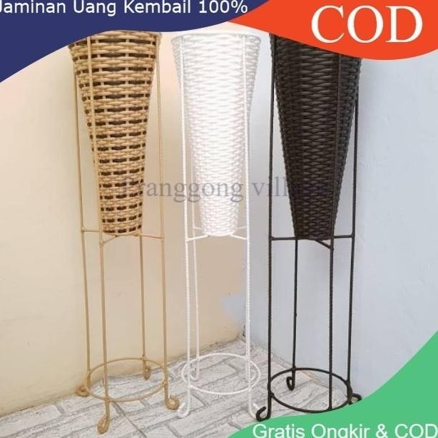 BESI 8MM STANDING POT TINGGI 80 CM DIAMETER 18CM RAK BESI TANAMAN