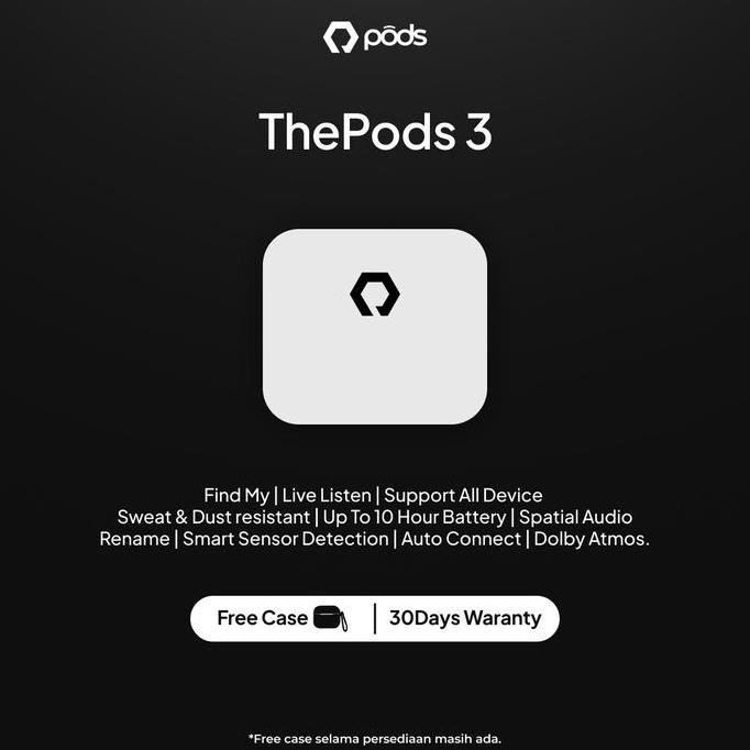 [FREE CASE] ThePods 3 Wireless Charging Case TWS Bluetooth by Pods Indonesia