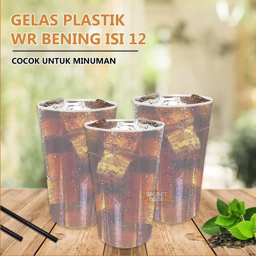 (Isi 12Pcs) Gelas Bening Premium - Gelas 1 Lusin Aesthetic / Cangkir Plastik Lusinan Cod