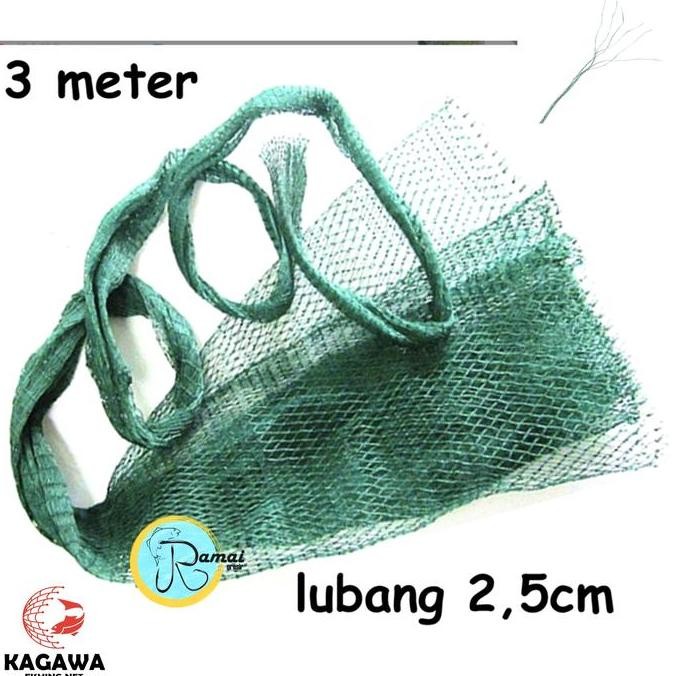 Kain Kantong Pukat Tarik Jala Hijau /Pukat Hijau Jala Tali Pe 6 Panjang 3M Lubang 2,5Cm Jaring Ikan 