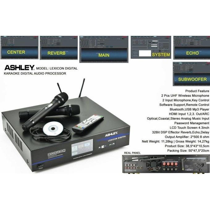 Terlaris Processor Amplifier Karaoke Ashley Lexicon Digital + 2 Mic Pegang