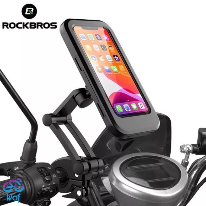 ready rockbros hl 69 m2 holder phone case handlebar waterproof sepeda motor bike bicycle bracket peg