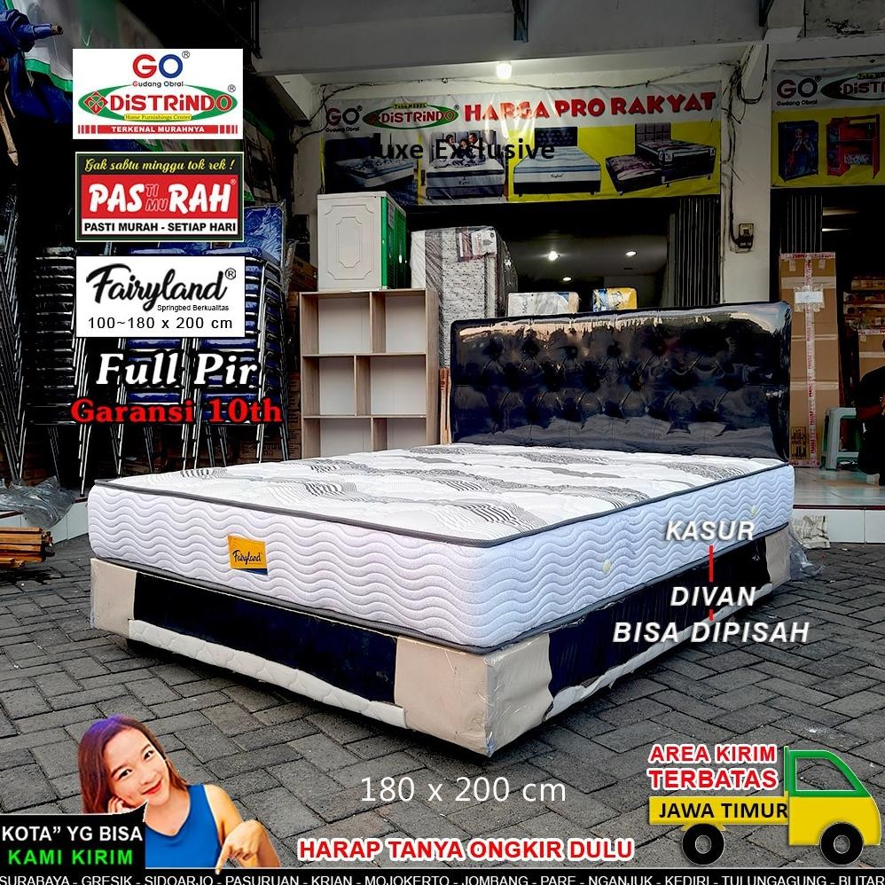 Springbed Set Murah Komplit Kasur + Divan + Sandaran Full Pir Kualitas Mewah