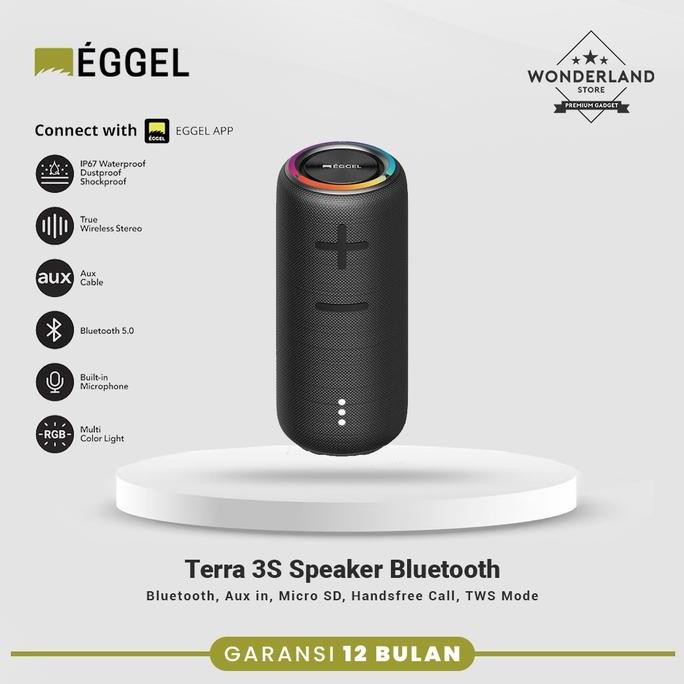 Original Eggel Terra 3S Speaker Bluetooth Waterproof RGB Lightning MicroSD TWS IP67