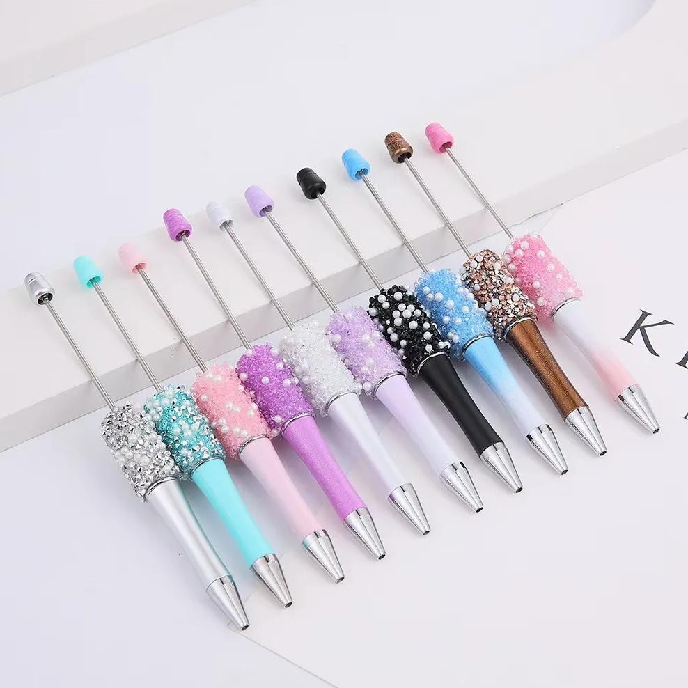 

50Pcs Pearl Sugar Bead Pen Diy Crystal Pearl Beaded Ballpoint Pen Starry Sky Pens For Writing Stationery School Office Supplies