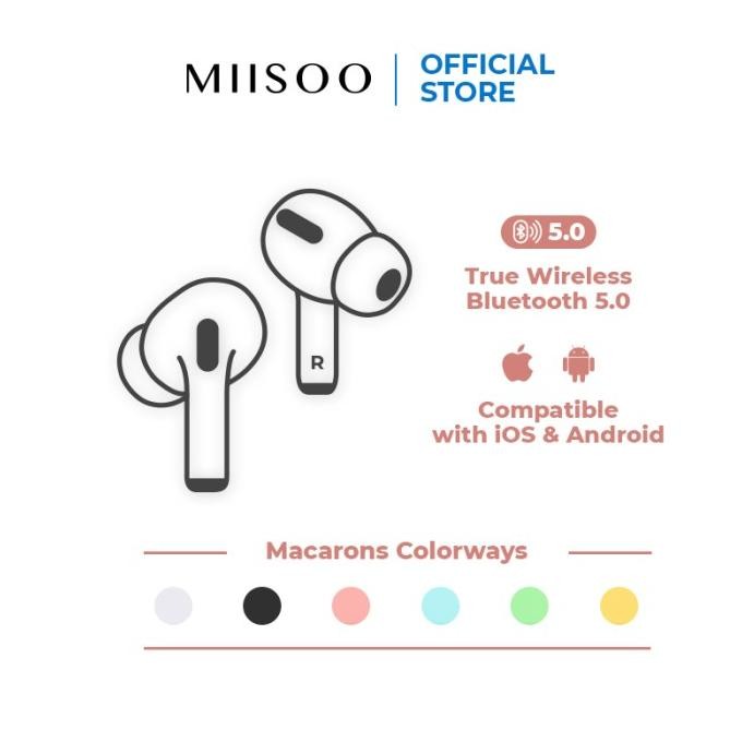 Original MIISOO Earphone PRO Macaron TWS Earphone IZIN POSTEL TRUE Wireless