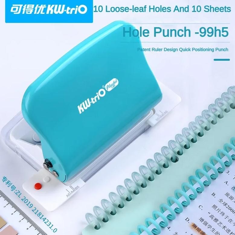 

Kw-Trio 10-Hole Paper Punch Handheld Metal Puncher Support Multiple 20/26/30 Hole Punching 10 Sheet Office Supplies Stationery