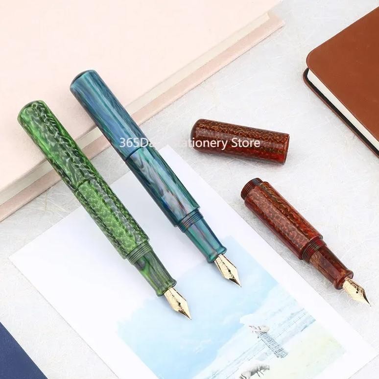

Portable Majohn Wancai Mini Resin Fountain Pen Green-White Iridium F Nib 0.5Mm Palm Short Ink Pen Writing Office Gift Set
