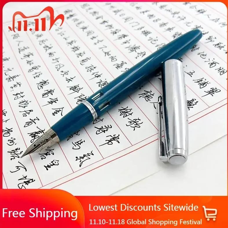 

Wingsung 601A Piston Ink Fountain Pen F M Bent Curved 0.5 0.7 Nib Writing Ink Pen Stationery Student Office Calligraphy Pen