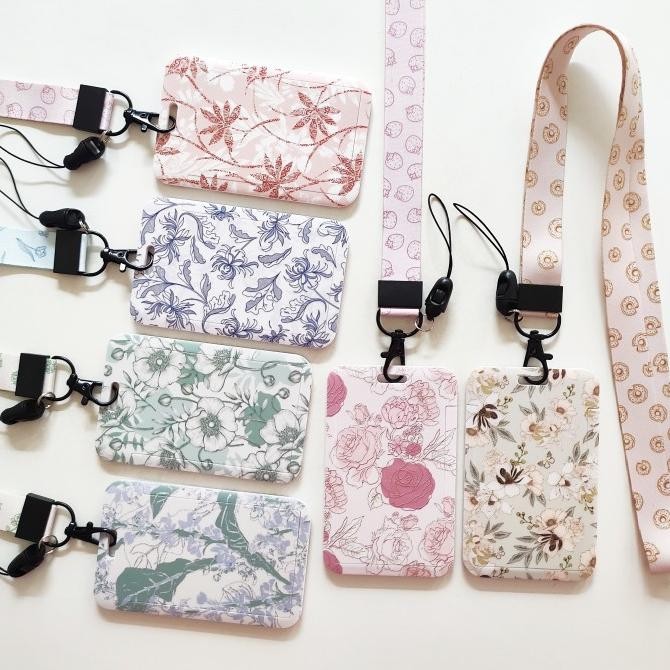 

READY ID Card Holder Name Tag Lanyard / Kalung Kartu Bunga Flower Elegant NEW