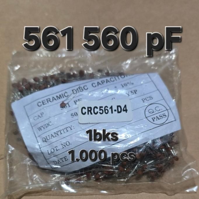 Baru (  561 ceramic 1bks.)    kapasitor capasitor keramik ceramic 560 561 pf 0.56nf 0.56 nf piko far